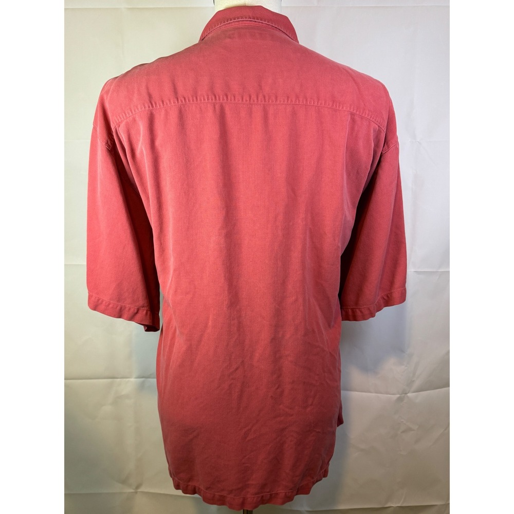 Tommy Bahama Mens Salmon/Red Waffle Weave Short Sleeve Camp Shirt XXL - Picture 4 of 7